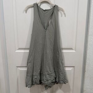 Daily Practice Green‎ Gray Tank Top Dress Sleeveless Racerback bubble Hem M